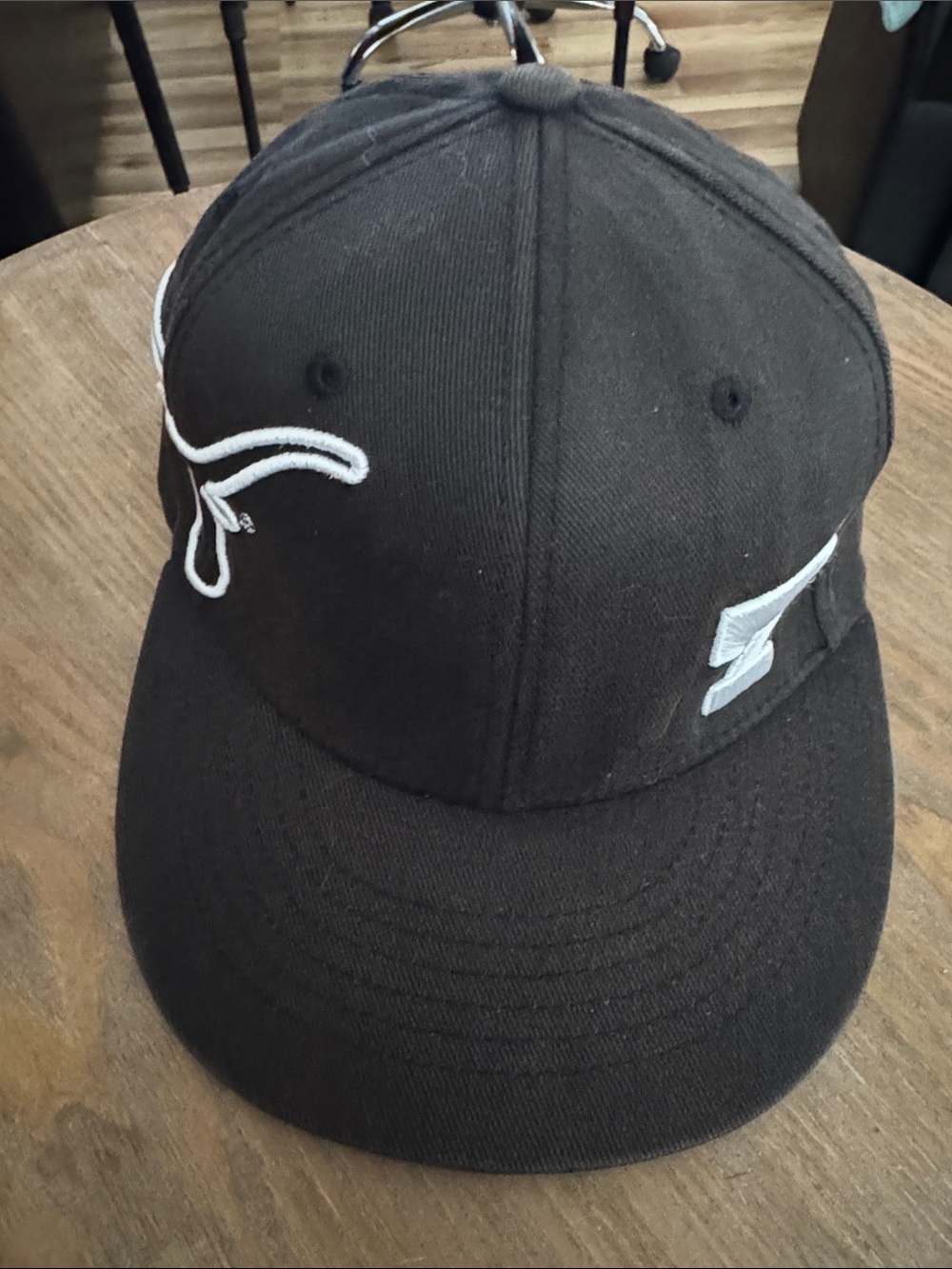Black Baseball Cap with White Embroidered Logos